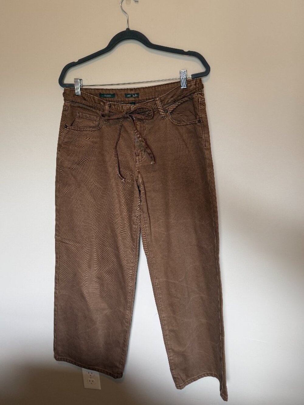 Wild Fable Brown Wide Leg Crop Jeans Tie Waist Size 10R